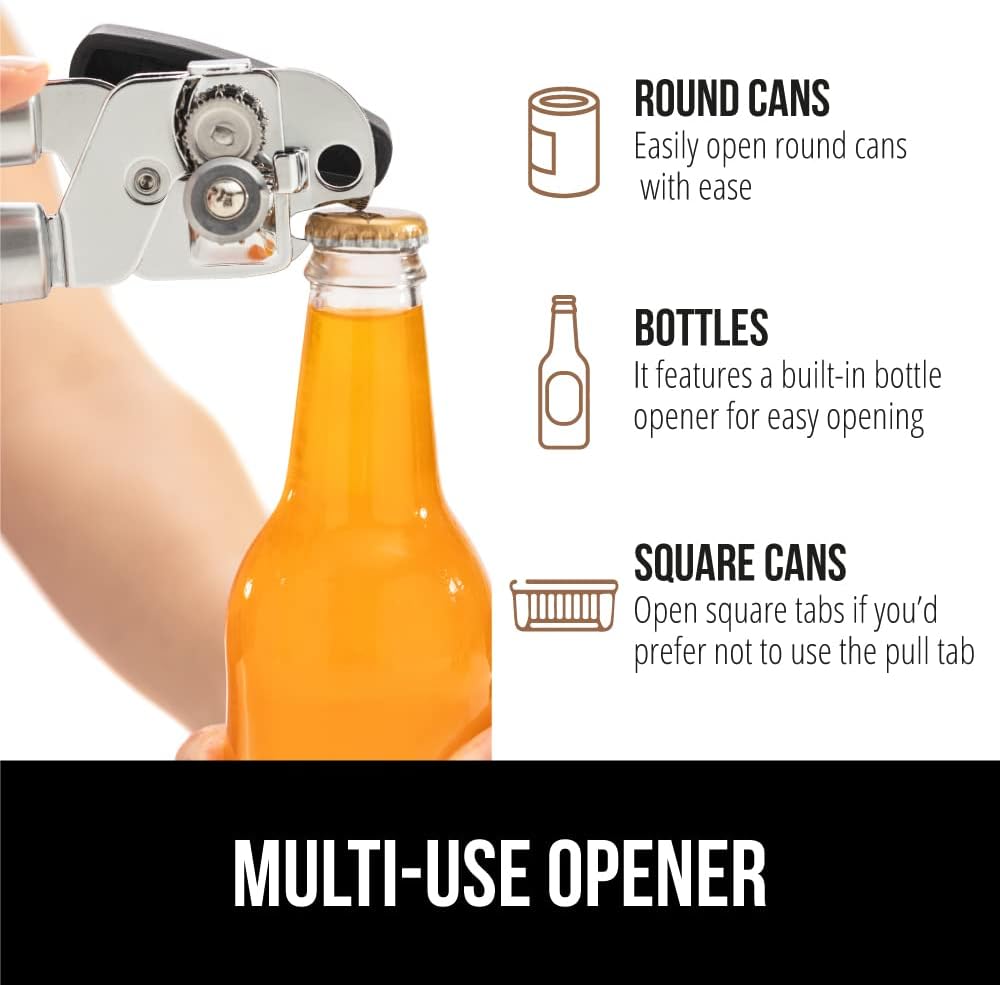 Heavy Duty Stainless Steel Smooth Edge Manual Can Opener and Bottle Openers, Soft Comfortable Handle