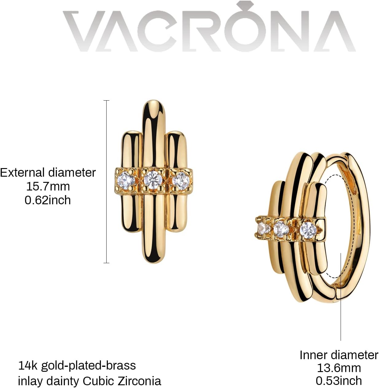 Cubic Zirconia Huggie Earrings 14k Gold Plated Tiny Earrings Small Huggie Hoop Earrings Simple Lightweight Hoops Gift for Women