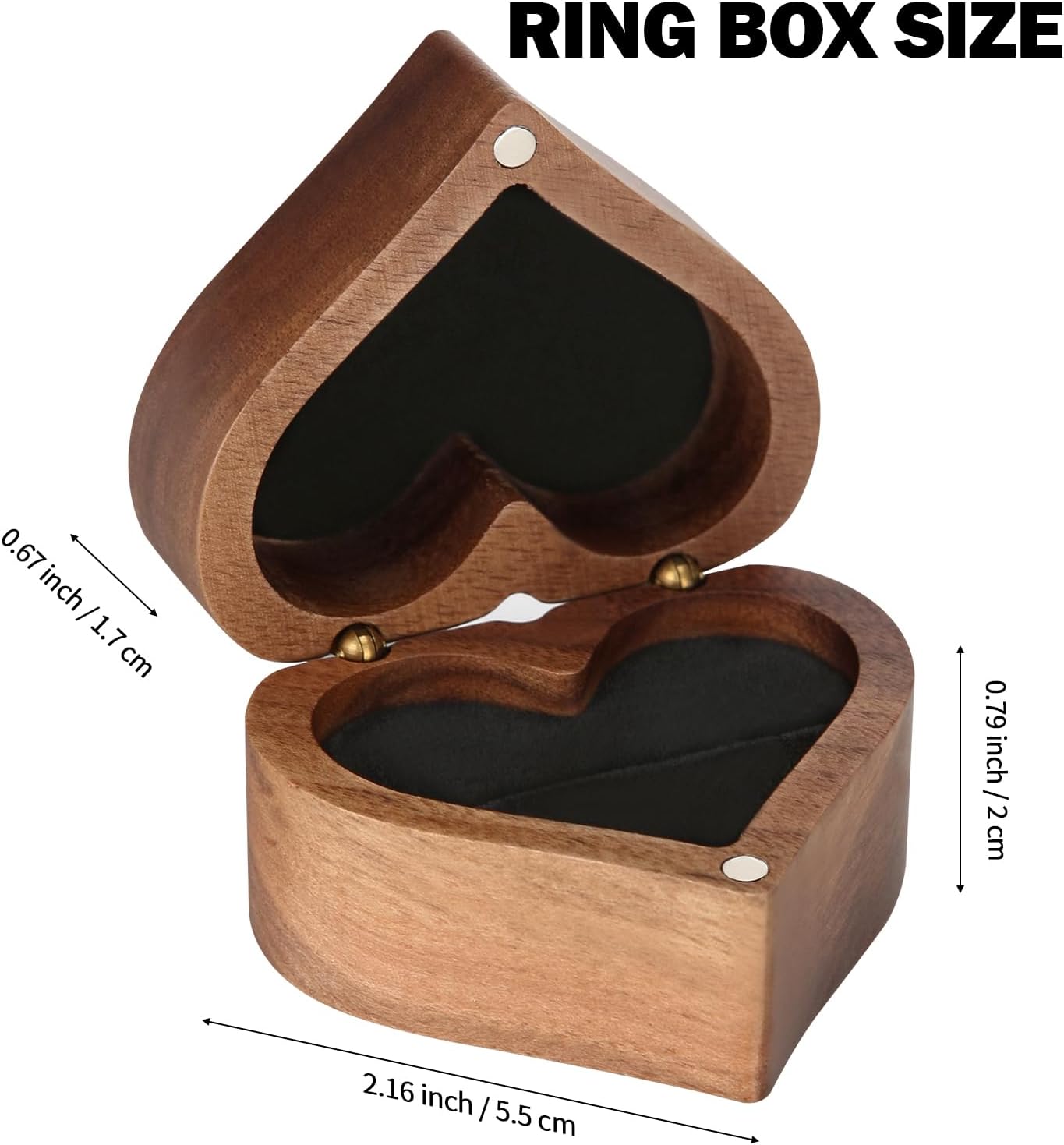 Wooden Heart Shape Ring Gift Box with Single Slot 2 Slot, for Proposal Engagement Wedding Ceremony Anniversary