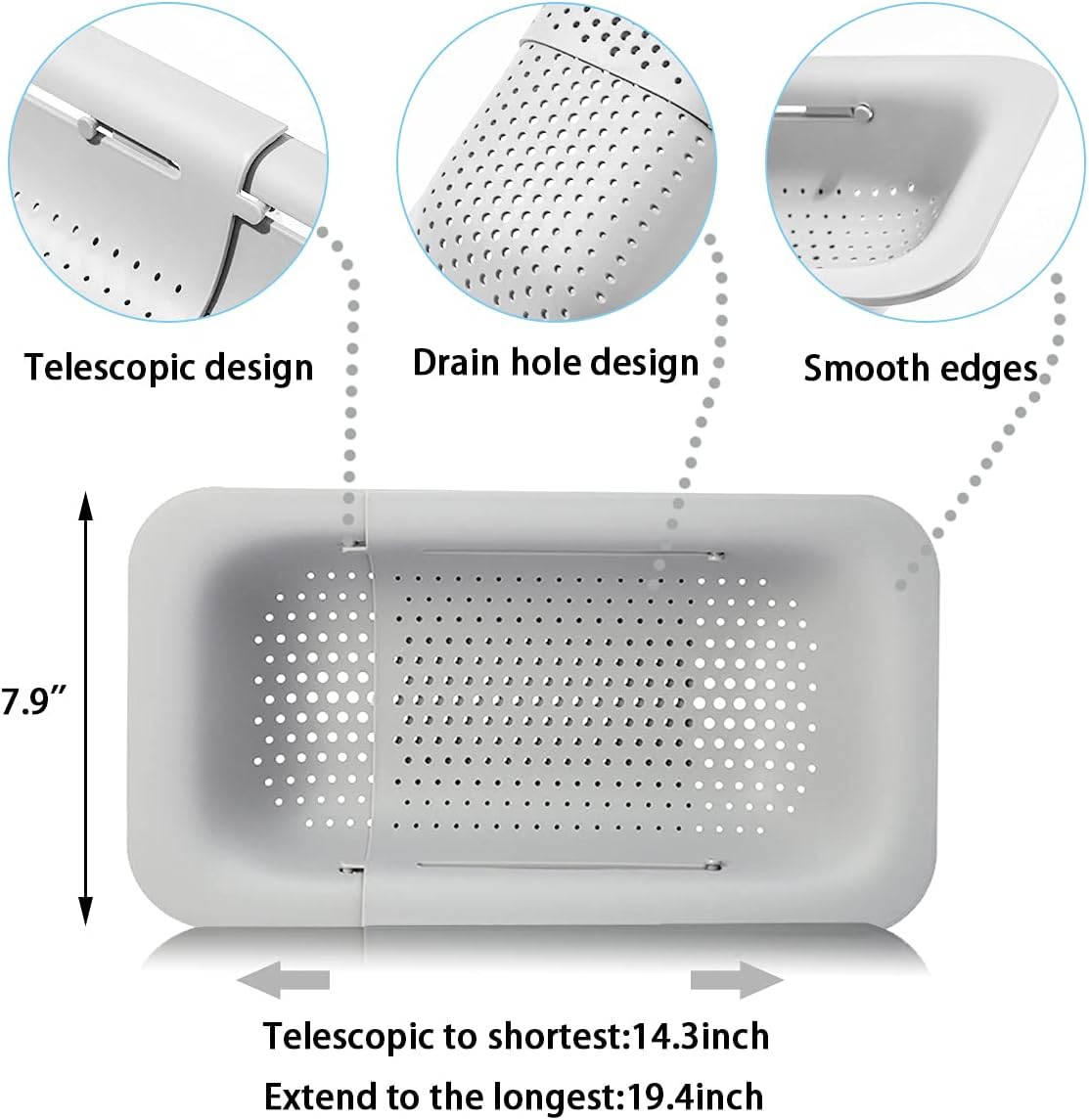 Collapsible Sink Colanders and Strainers Basket Over the Sink Colander Collapsible Colander Extendable Plastic Fruit