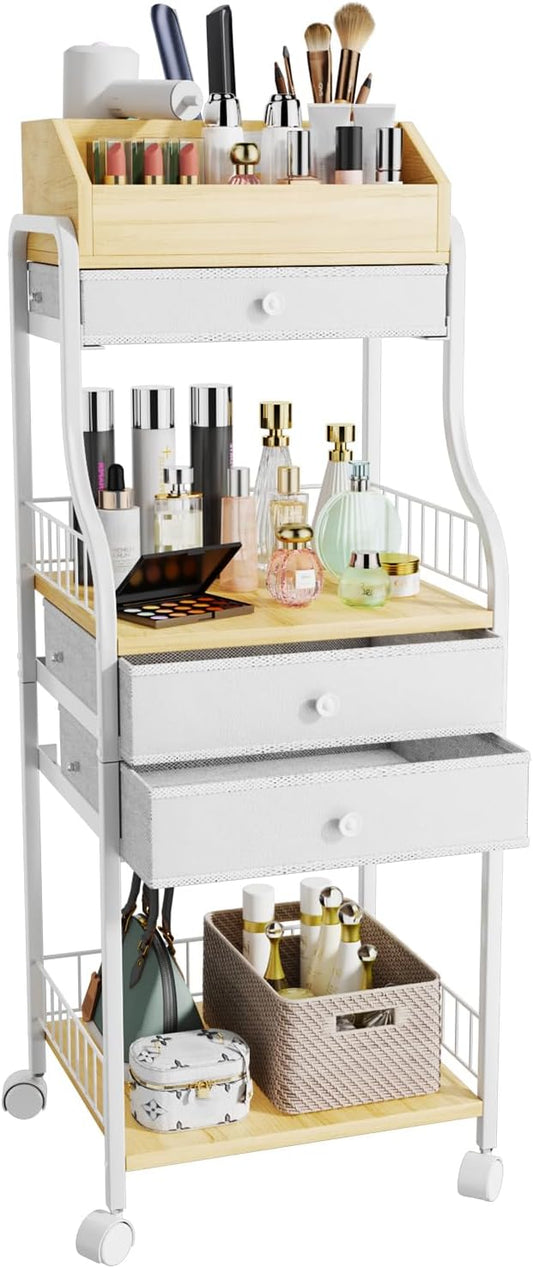 Floor Makeup Organizer Storage - Vanity Skincare Make Up Organizers and Storage with Drawers