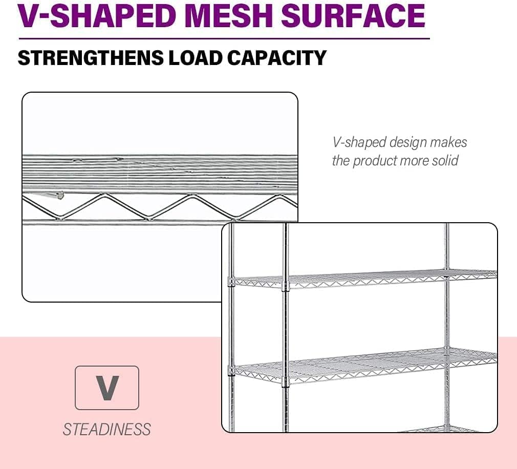 Wire Shelving Unit Storage Cart Metal Shelf Rolling Utility Cart 2100Lbs Capacity with 6 Tier Casters