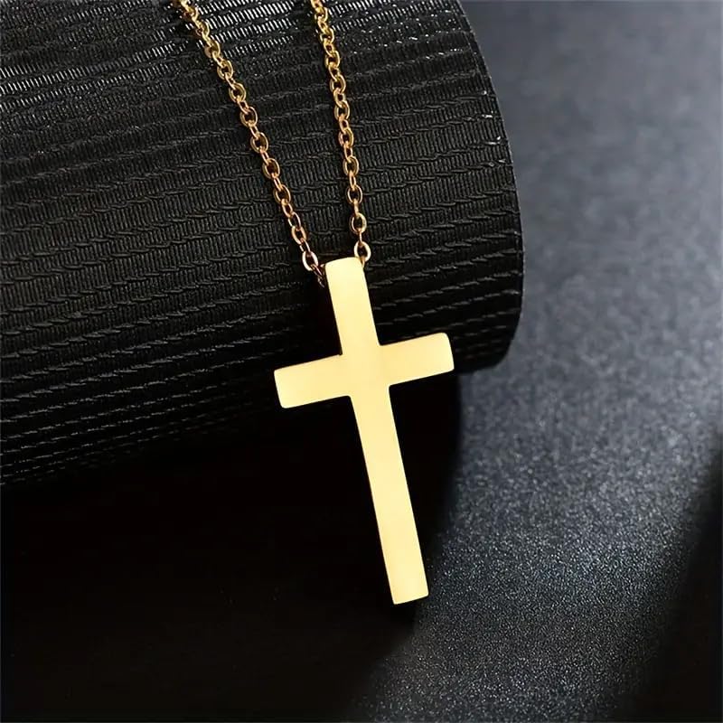 Two-Tone Cross Necklace, 14K Gold & Silver Plated Minimalist Dainty Chain, Religious Gift & Everyday Jewelry for Women