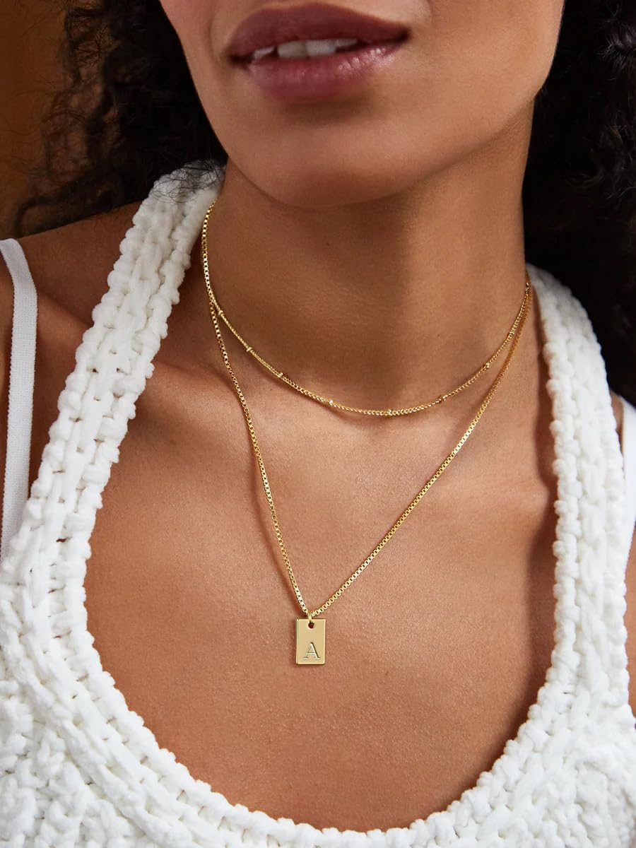 14K Gold Plated Initial Necklace, Personalized A-Z Letter Pendant, Dainty Minimalist Jewelry Gift for Women