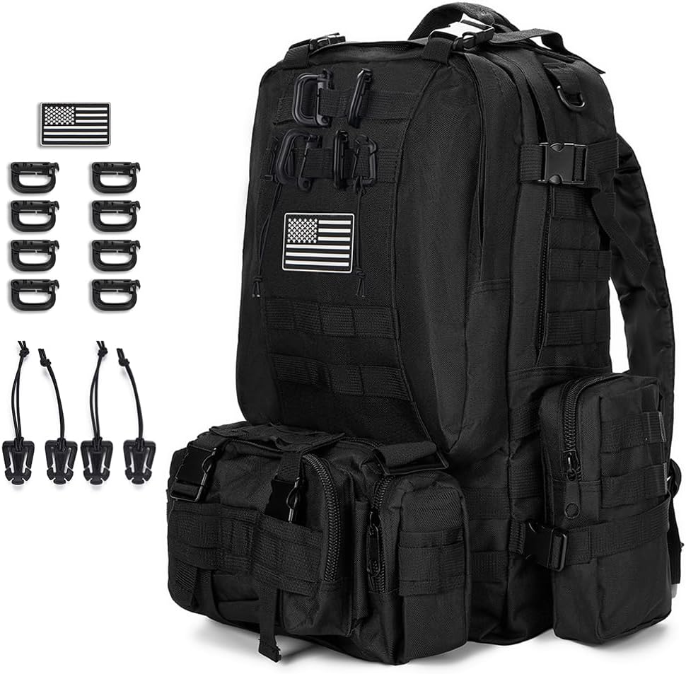 Large Military Tactical Backpack for Men, 40-50L Backpacks for Women, with Molle System