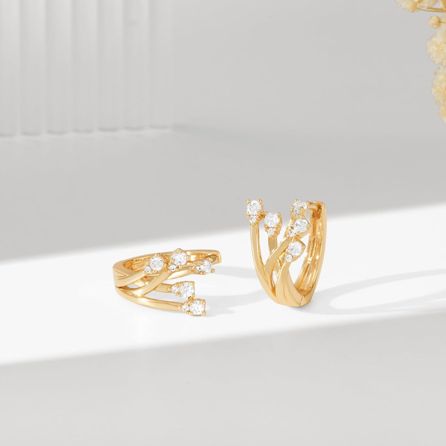 Cubic Zirconia Huggie Earrings 14k Gold Plated Tiny Earrings Small Huggie Hoop Earrings Simple Lightweight Hoops Gift for Women