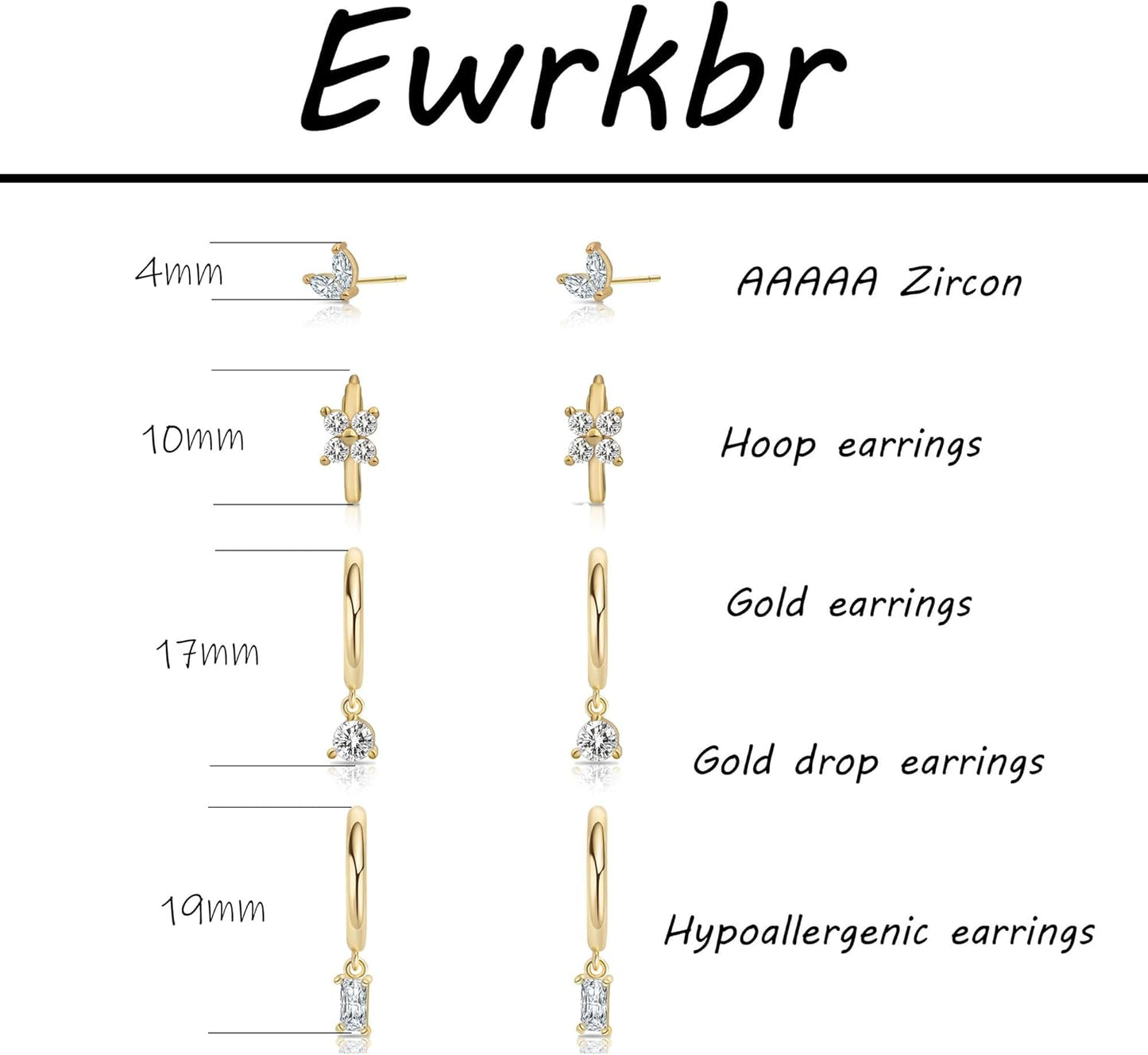 Gold Earrings for Women, 14k Gold Plated Dangle Huggie Earrings for Women Trendy Dainty Gold Hoop Earring Stacks