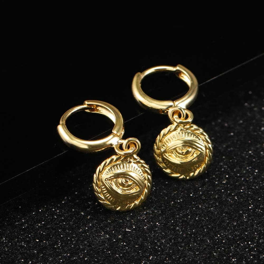 Gold Huggie Small Hoop Earrings with Charm Personalized /Star/Cross/Lock/Key 18k Gold Plated Crystal Drop Dangle Earrings for Women