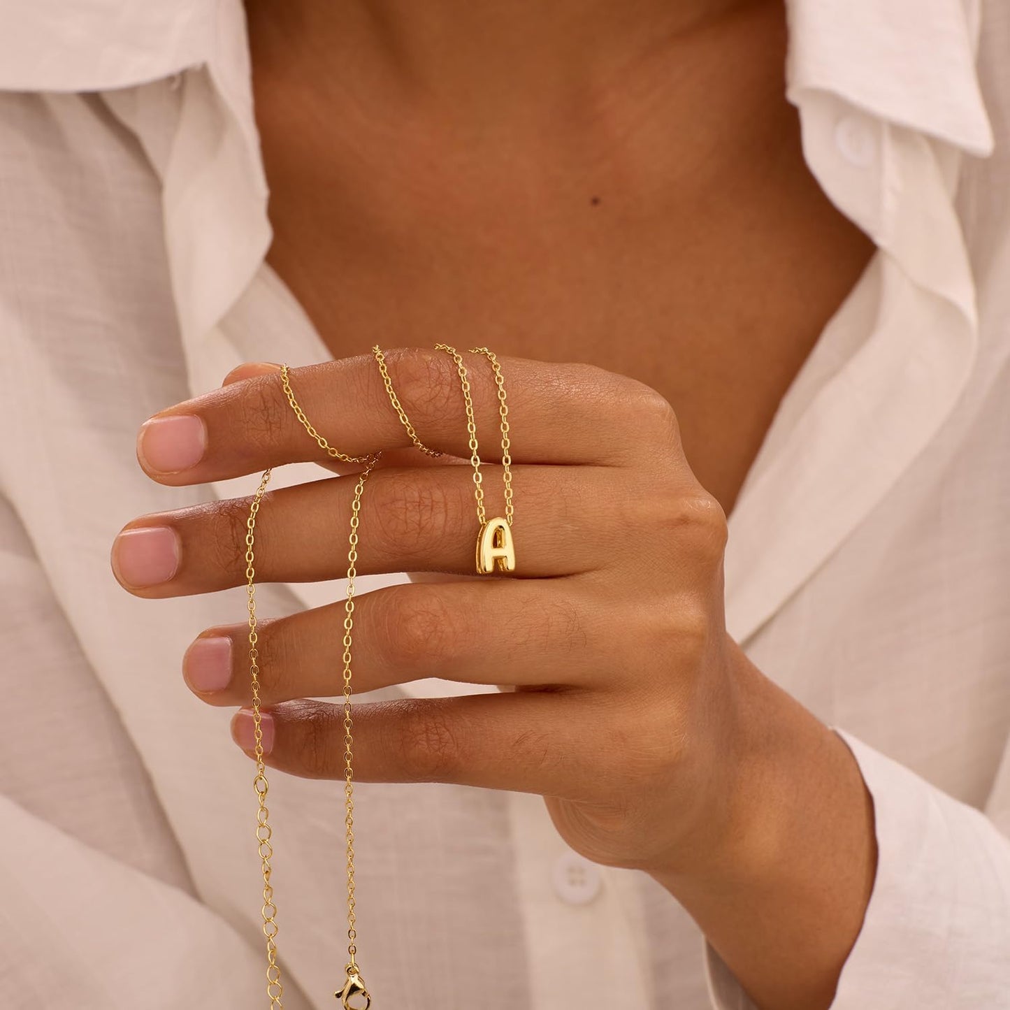Personalized Initial Necklace for Women - Bubble Letter Charm in Gold/Silver, Dainty Cute Non-Tarnish Jewelry, Teen Gift