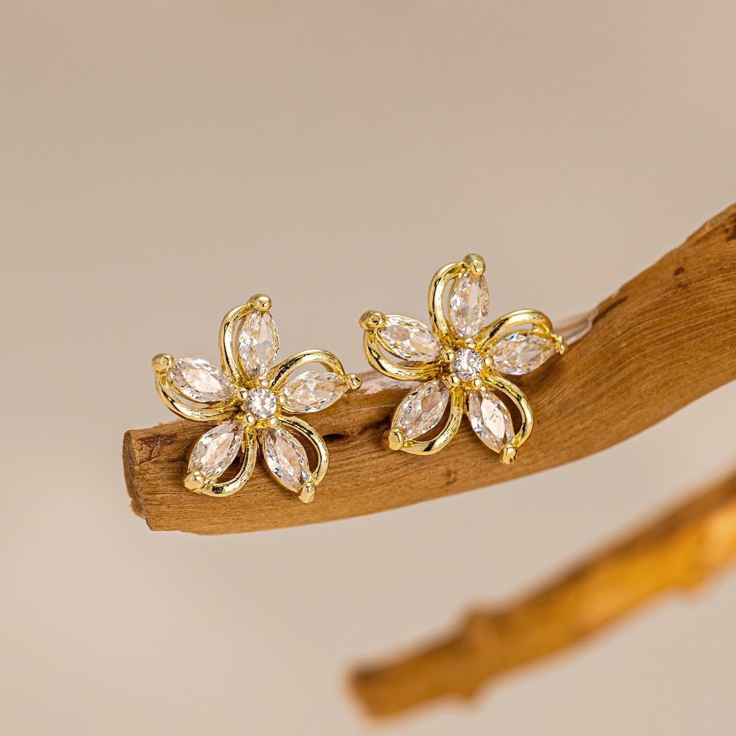 Cubic Zirconia Earrings - 14K Gold Plated Cubic Zirconia CZ Wedding Earrings for Women Bridal Bridesmaid