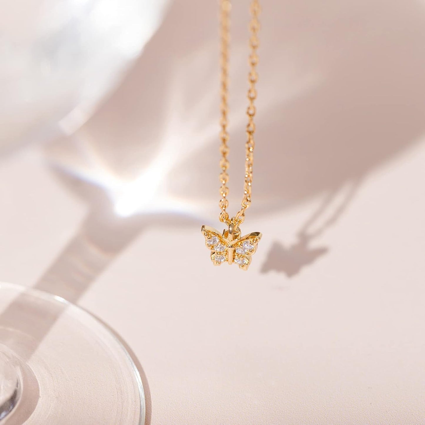 14K Gold 9-Pendant Layered Necklace - CZ Charms (Elephant, Pineapple, Smiley)