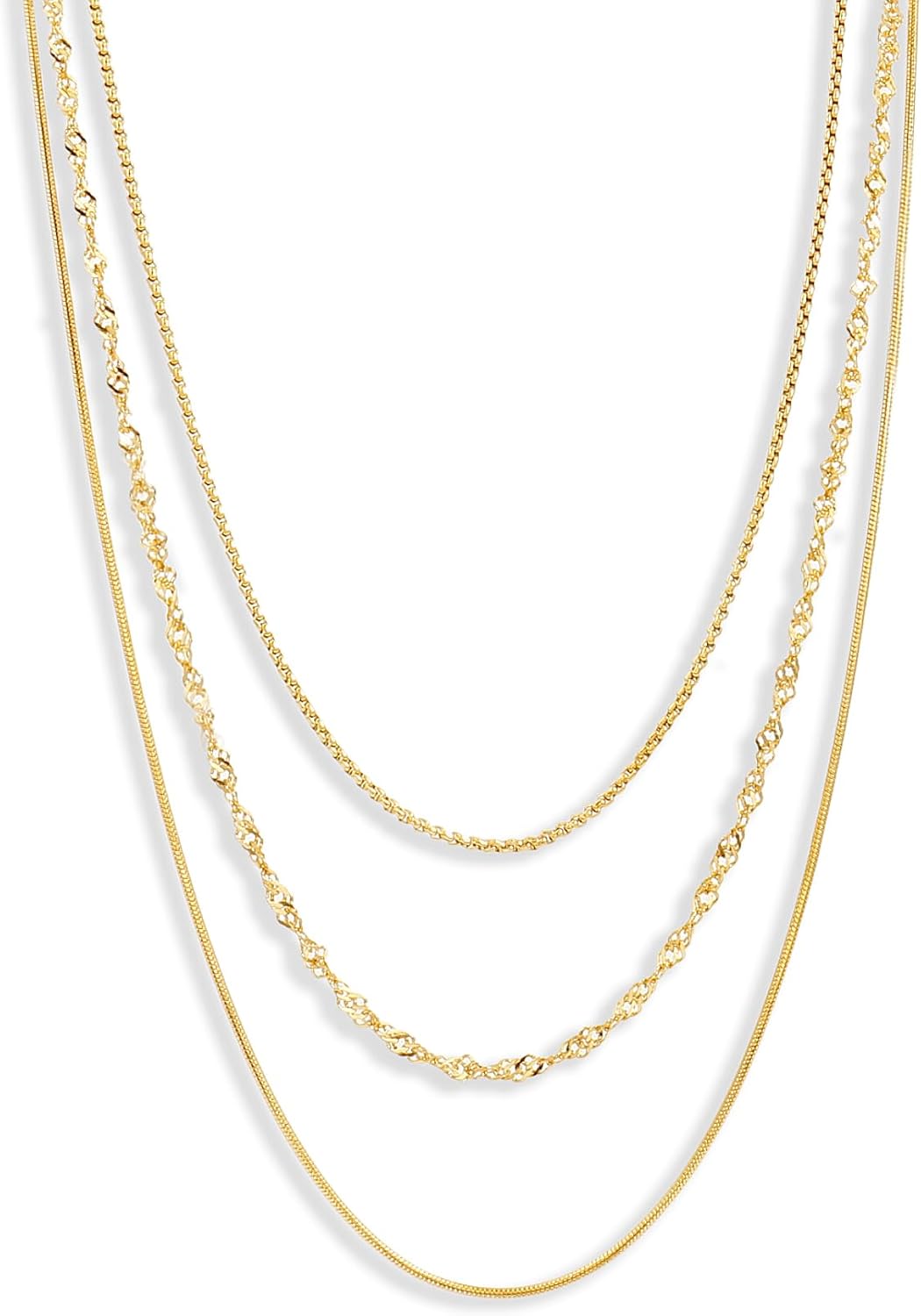 Waterproof Non-Tarnish Necklace Set, 18K Gold Plated Layered Dainty Chains, Stackable Jewelry Gift for Women