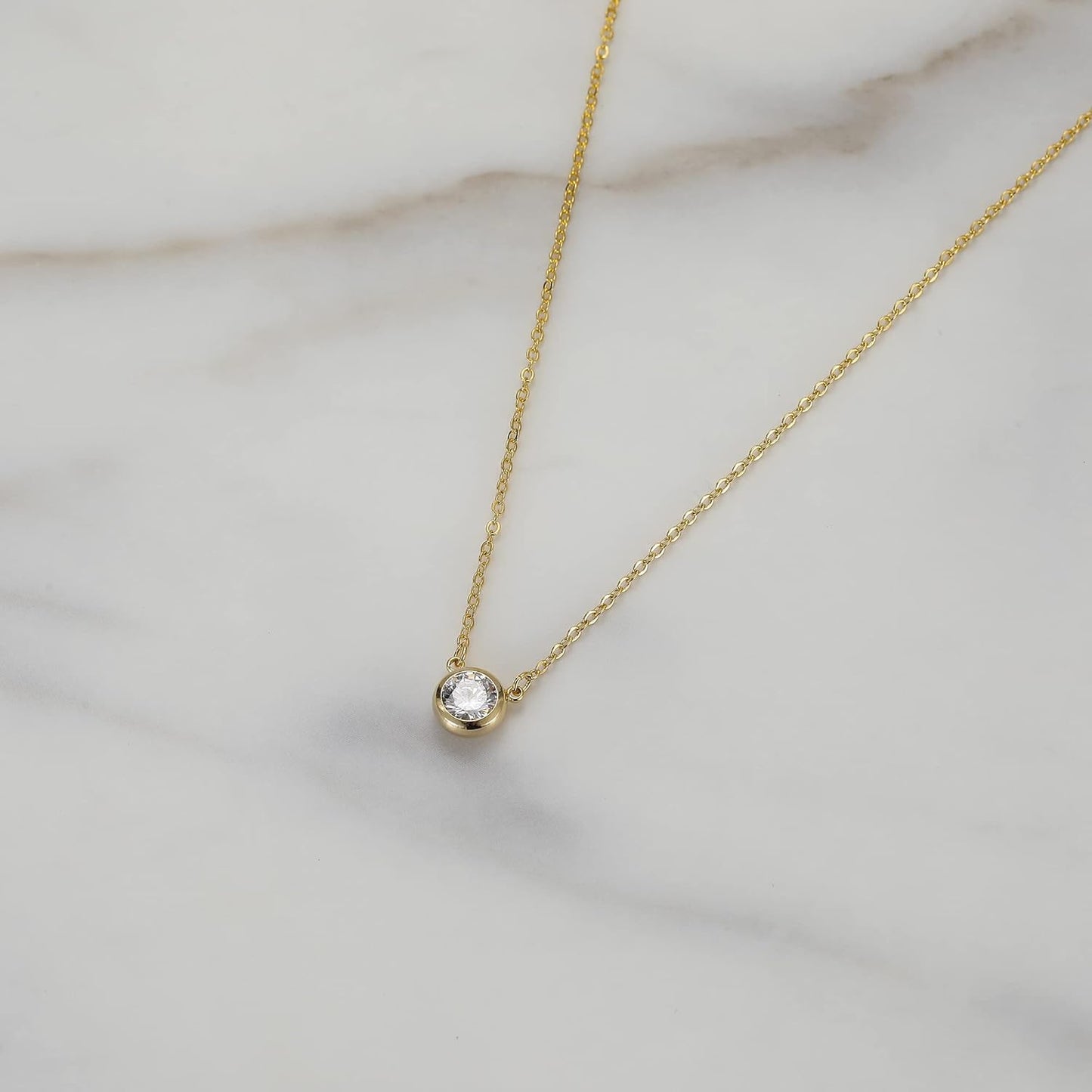 Diamond Choker Necklace for Women: Dainty 14K Gold/Sterling Silver Gold Plated CZ Jewelry, Trendy Gift