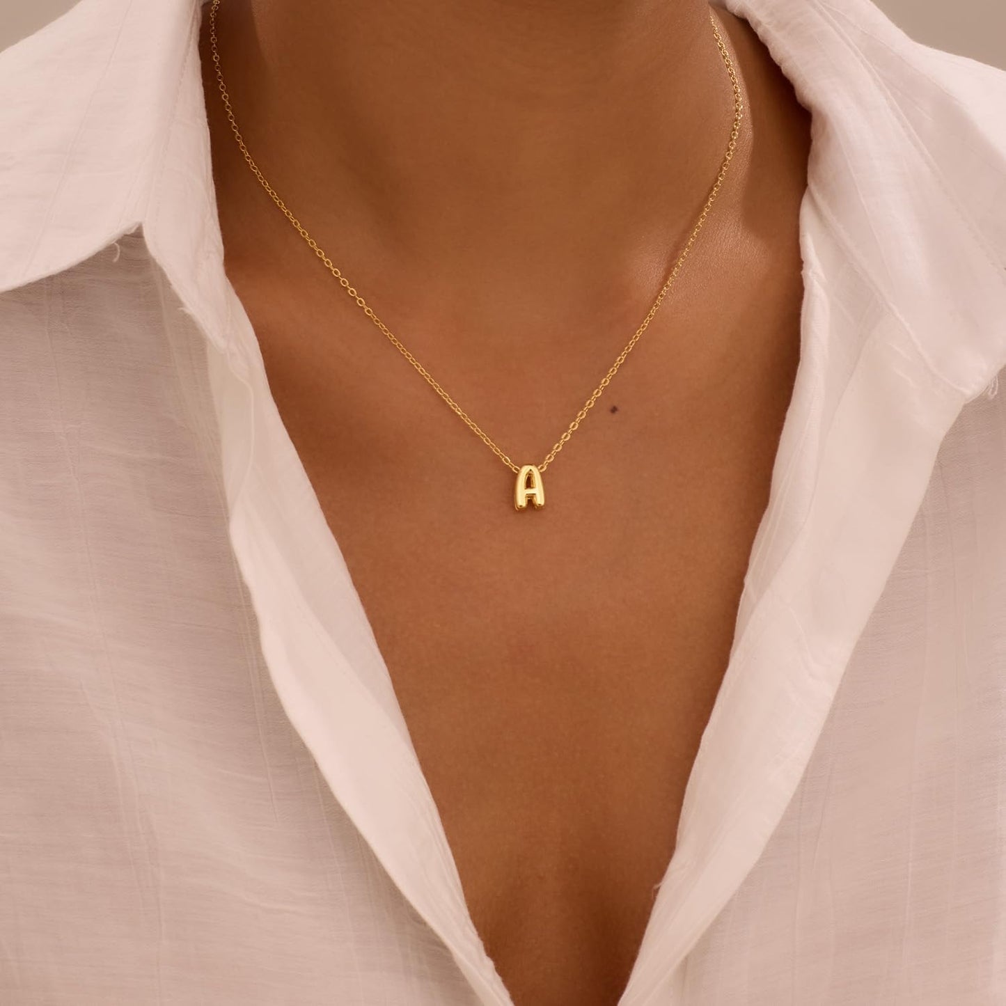 Personalized Initial Necklace for Women - Bubble Letter Charm in Gold/Silver, Dainty Cute Non-Tarnish Jewelry, Teen Gift