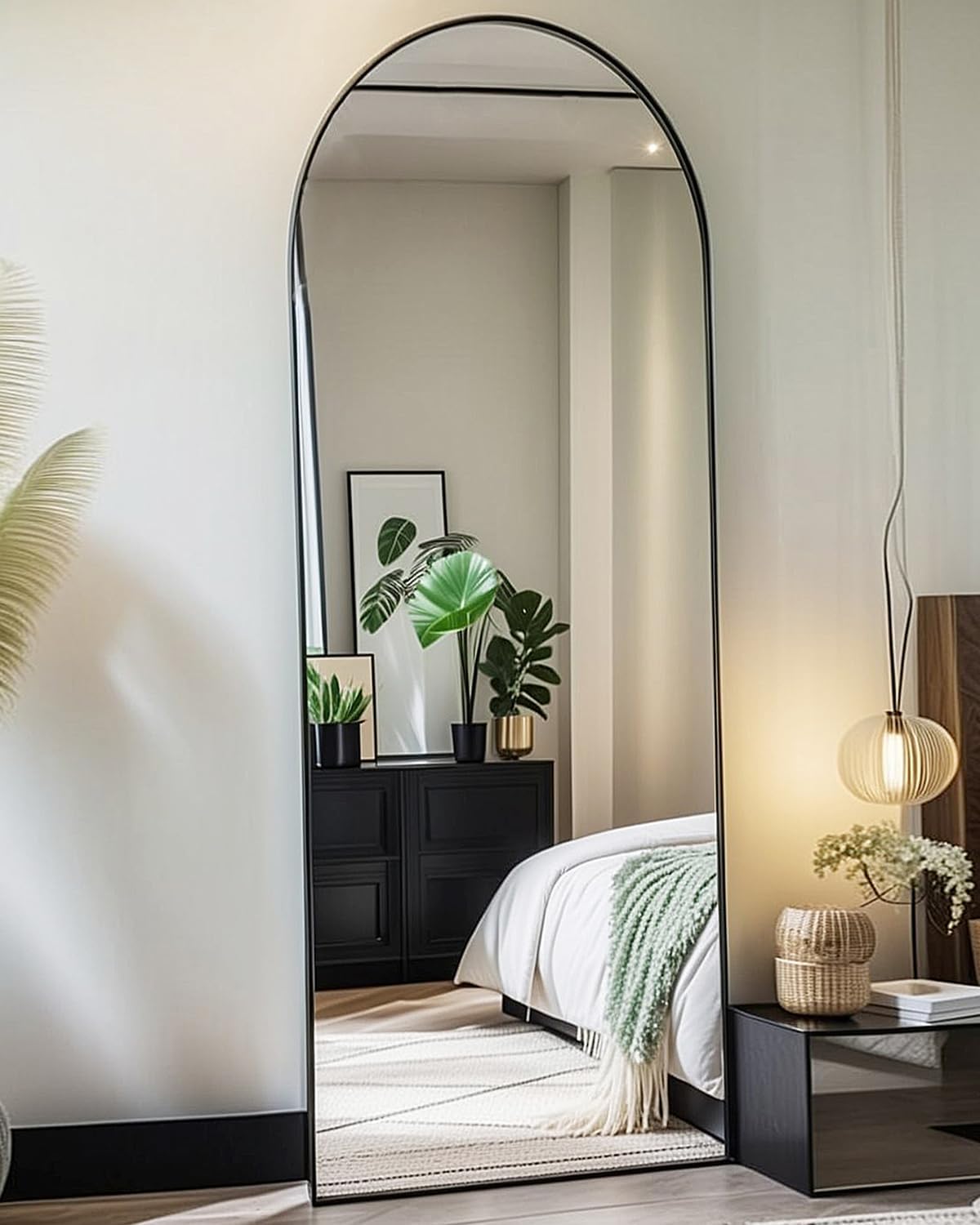 58"x18" Arched Full Length Mirror, Floor Mirror with Stand, Freestanding,Wall Mounted Hanging