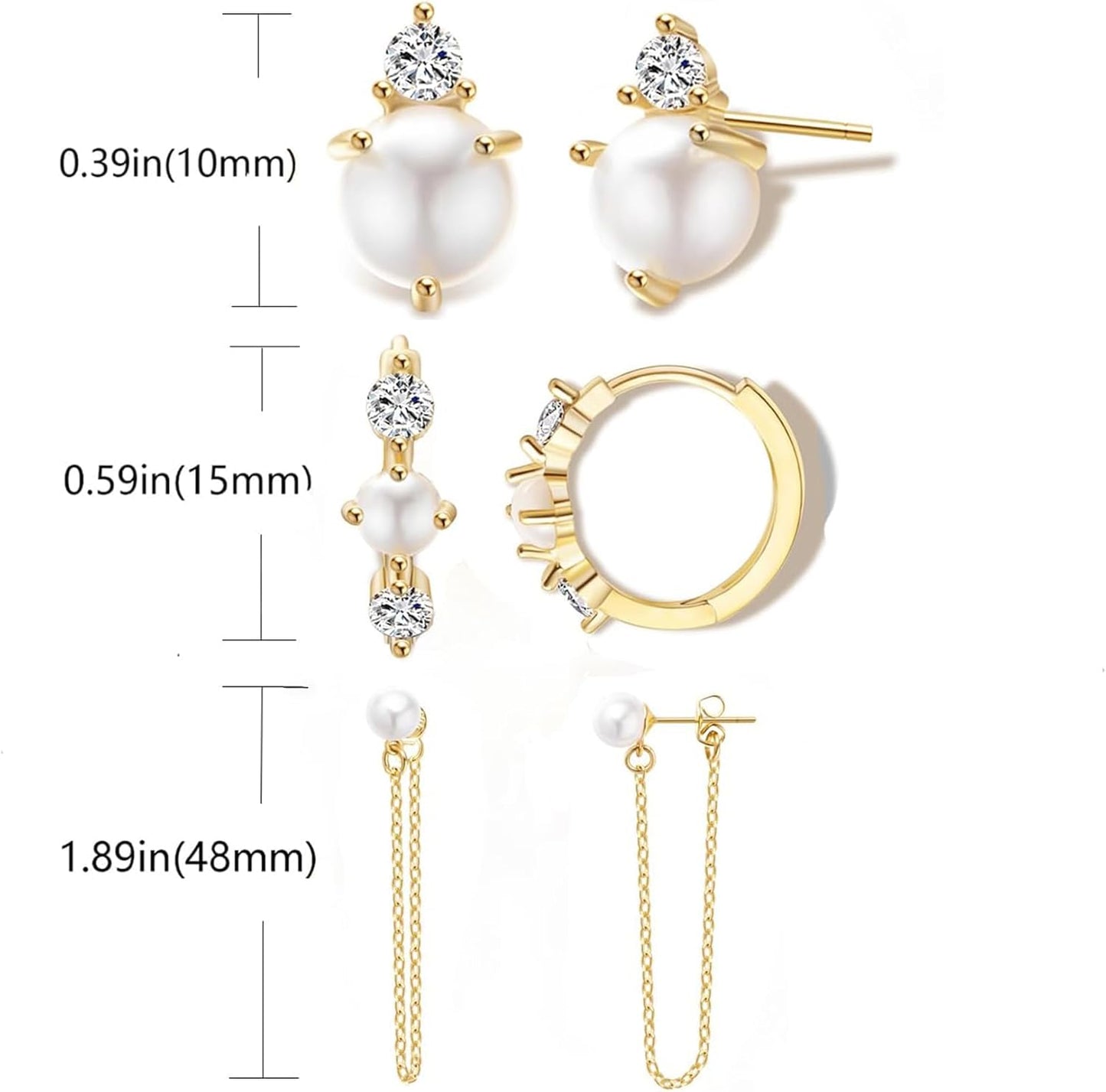Gold Earrings for Women, 14k Gold Plated Dangle Huggie Earrings for Women Trendy Dainty Gold Hoop Earring Stacks