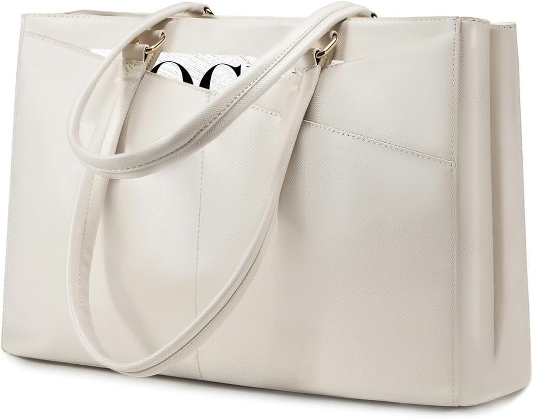 Laptop Tote Bag for Women 15.6 Inch Waterproof Leather Computer Bags Business Office Work Briefcase