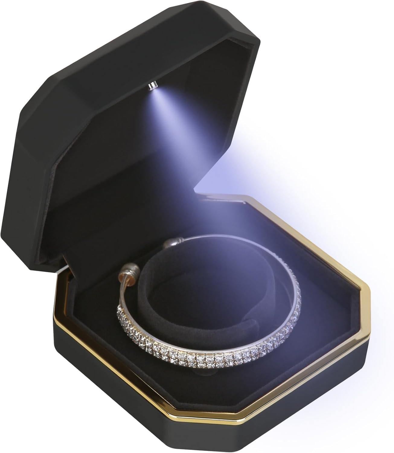 with LED Light, Small Jewelry Box for Wedding, Engagement, Proposal, Birthday and Anniversary