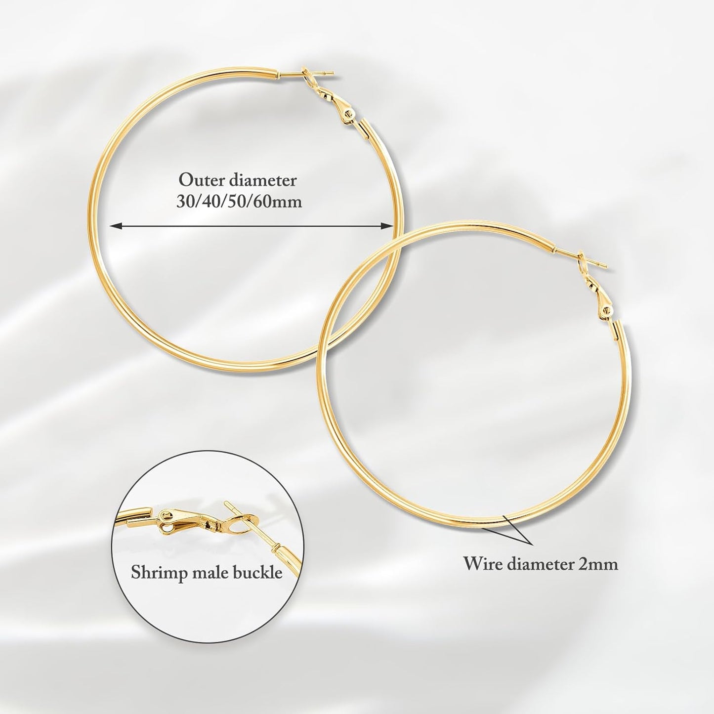 4 Pairs Silver Gold Hoop Earrings for Women | 14K Gold Plated Hoop Earrings Set Hypoallergenic Earring Lightweight