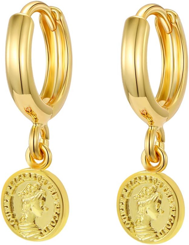 Gold Huggie Small Hoop Earrings with Charm Personalized /Star/Cross/Lock/Key 18k Gold Plated Crystal Drop Dangle Earrings for Women