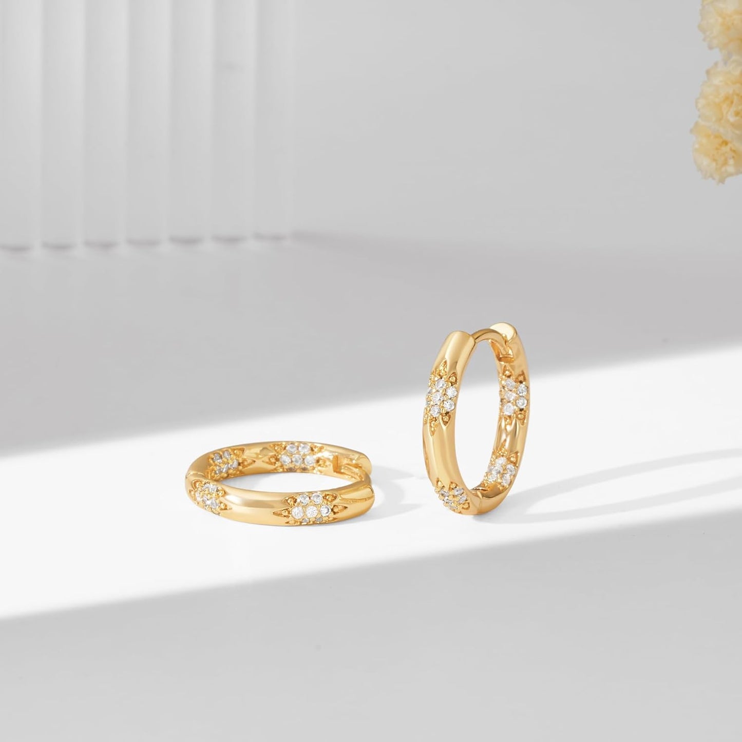 Cubic Zirconia Huggie Earrings 14k Gold Plated Tiny Earrings Small Huggie Hoop Earrings Simple Lightweight Hoops Gift for Women