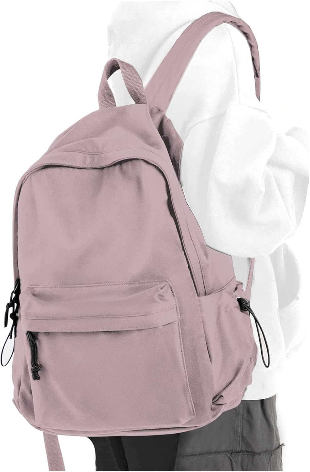 Black School Backpack for Girls Women Boys, Lightweight Simple Middle School Back Pack Daypack