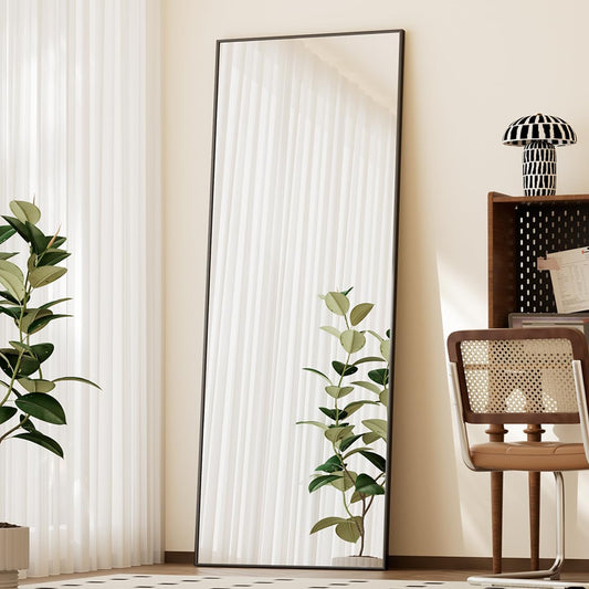 Full Length Mirror with Stand, 56"x21" Floor Mirror , Tempered Full Body Mirrors