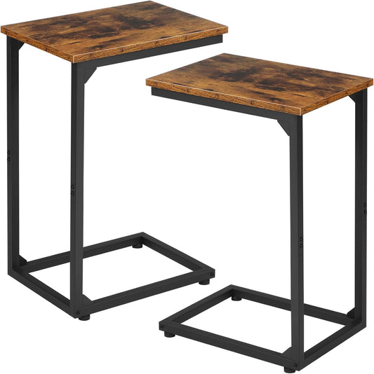 C Shaped coffeeTable, End Tables Living Room Set of 2, Slide Under Couch Table for Sofa, Small Space