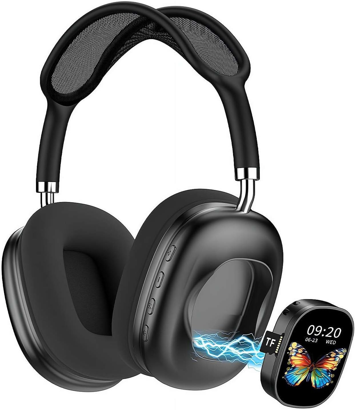 OMOMMD 2-in-1 Bluetooth Headphones & Portable Speaker with LCD Touch Screen, Built-in FM Radio, TF Card Playback, Over-Ear Wireless Headset with Long Battery Life