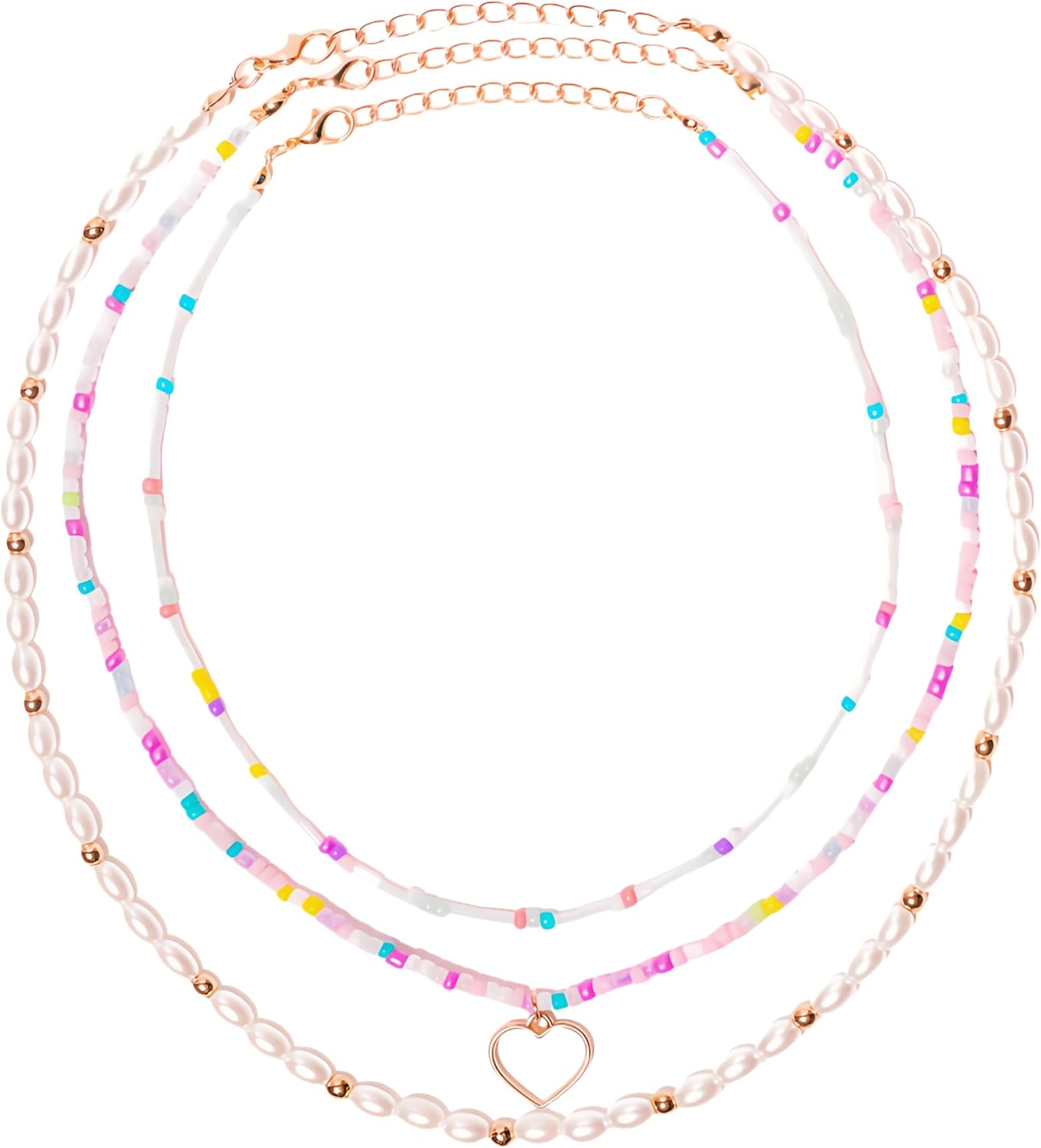 3-Layer Handmade Beaded & Pearl Necklace - Multi-Way Y2K Trendy Choker for Women