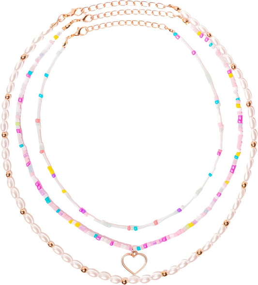 3-Layer Handmade Beaded & Pearl Necklace - Multi-Way Y2K Trendy Choker for Women
