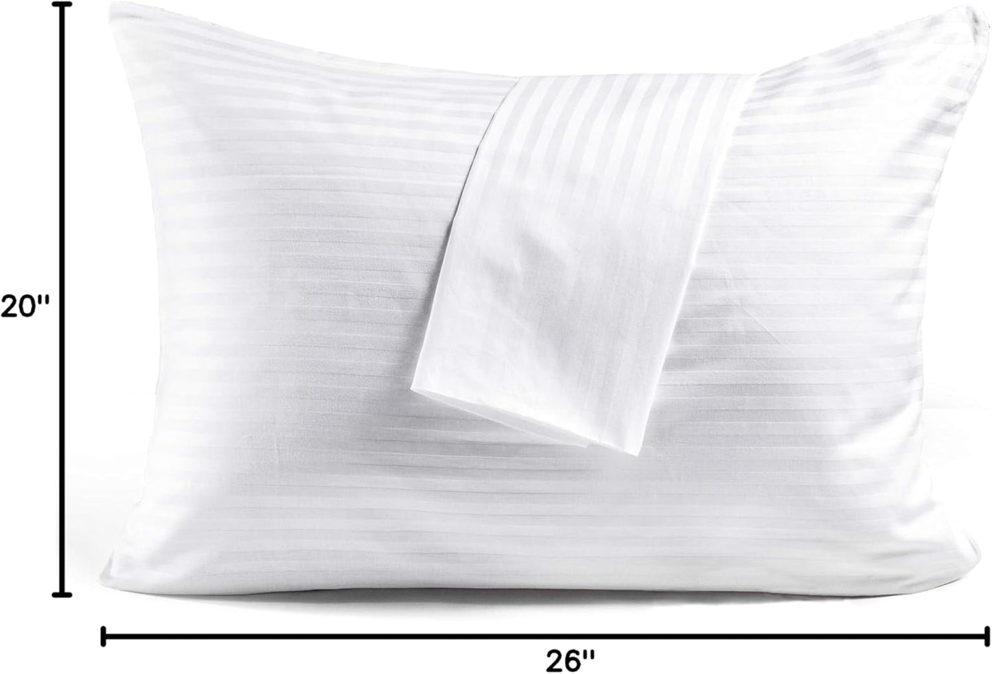 600TC 100% Cotton Pillow Protectors, Standard Size (20x26), 4 Pack, Oeko-TEX Certified, Hotel Grade Pillow Cover with Silent Zipper, Zip Up Pillow Cases, White