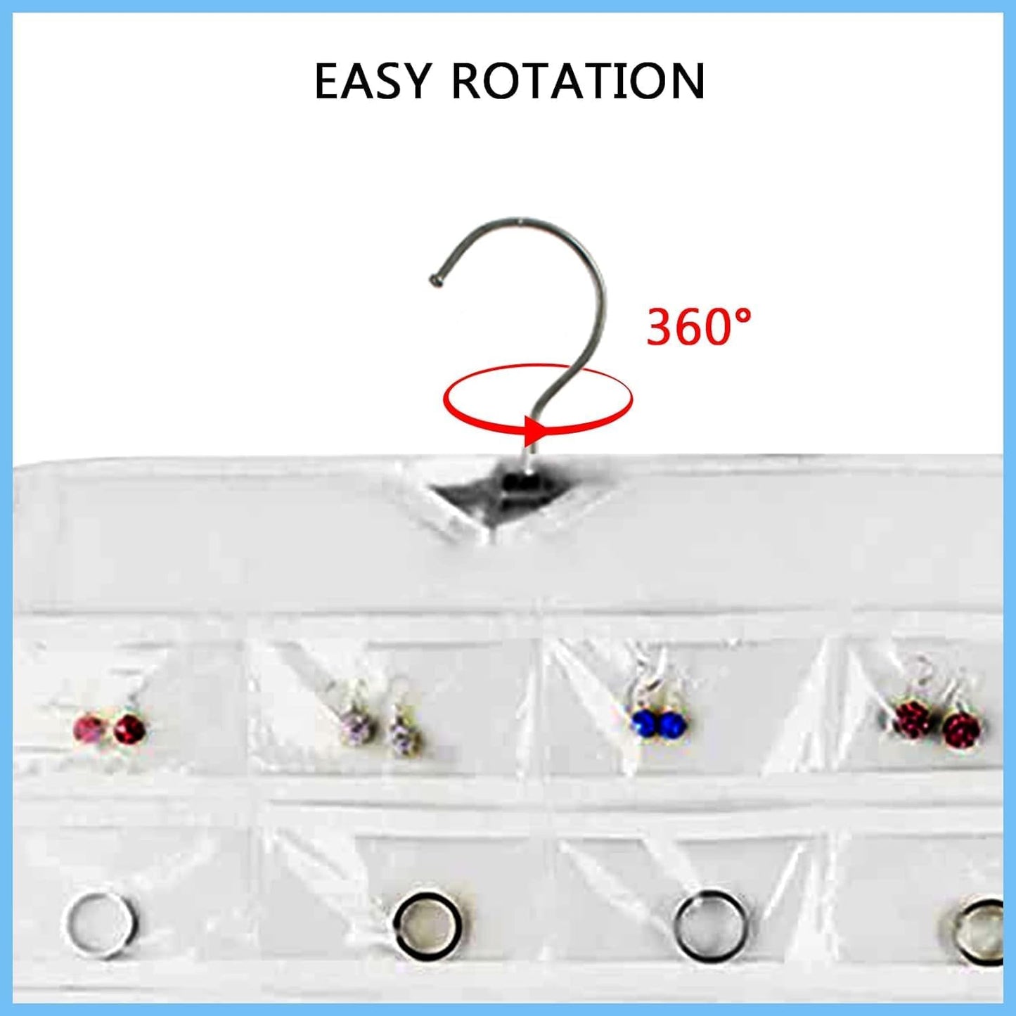1-Pack Hanging Jewelry Organizer 80-Pocket Dual-sided Jewelry Storage for Earring Necklace Bracelet Ring and more