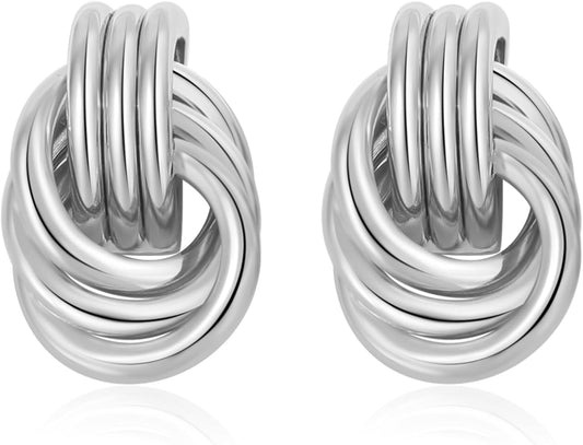 Trendy Gold Plated Knot Earrings for Women Chunky Statement Drop Dangle Earrings Lightweight Fashion Accessories Gold Jewelry