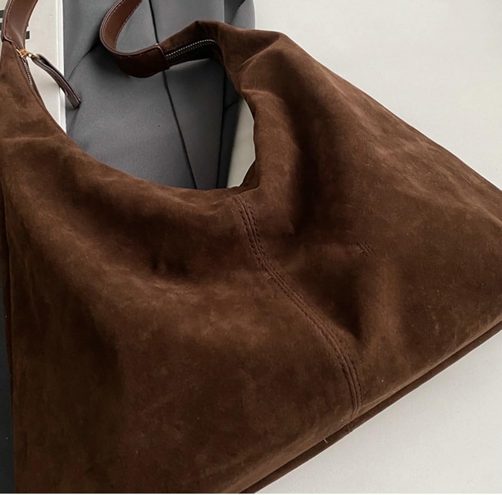 Trendy Suede Crescent Shoulder Bag Women Tote Bag Satchels Crossbody Purse Top-handle Travel Handbag