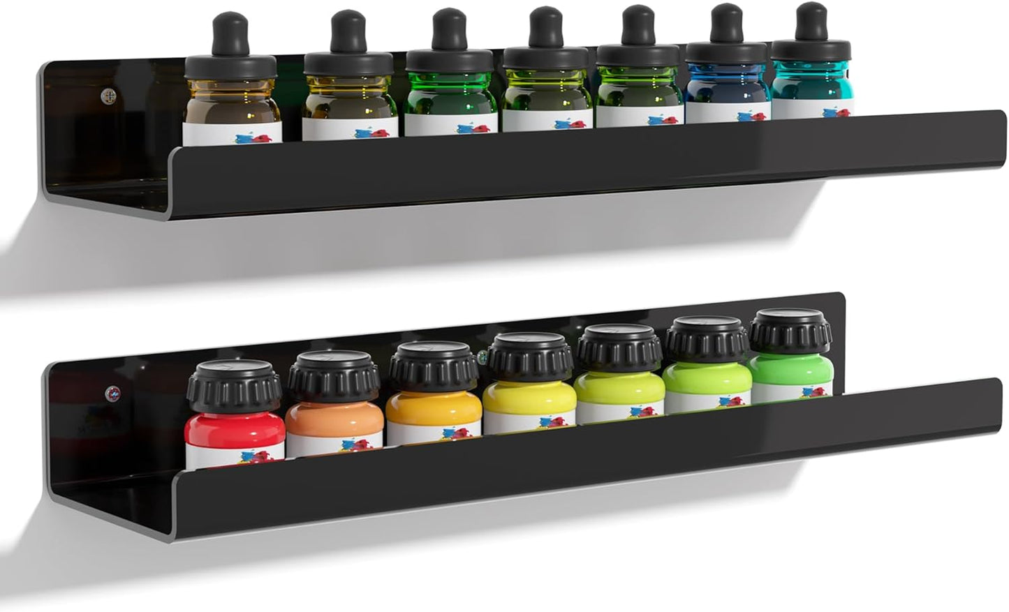 Acrylic Shelves for Bathroom Storage, 15" Floating Shelves Wall Organizer, 2 Pack