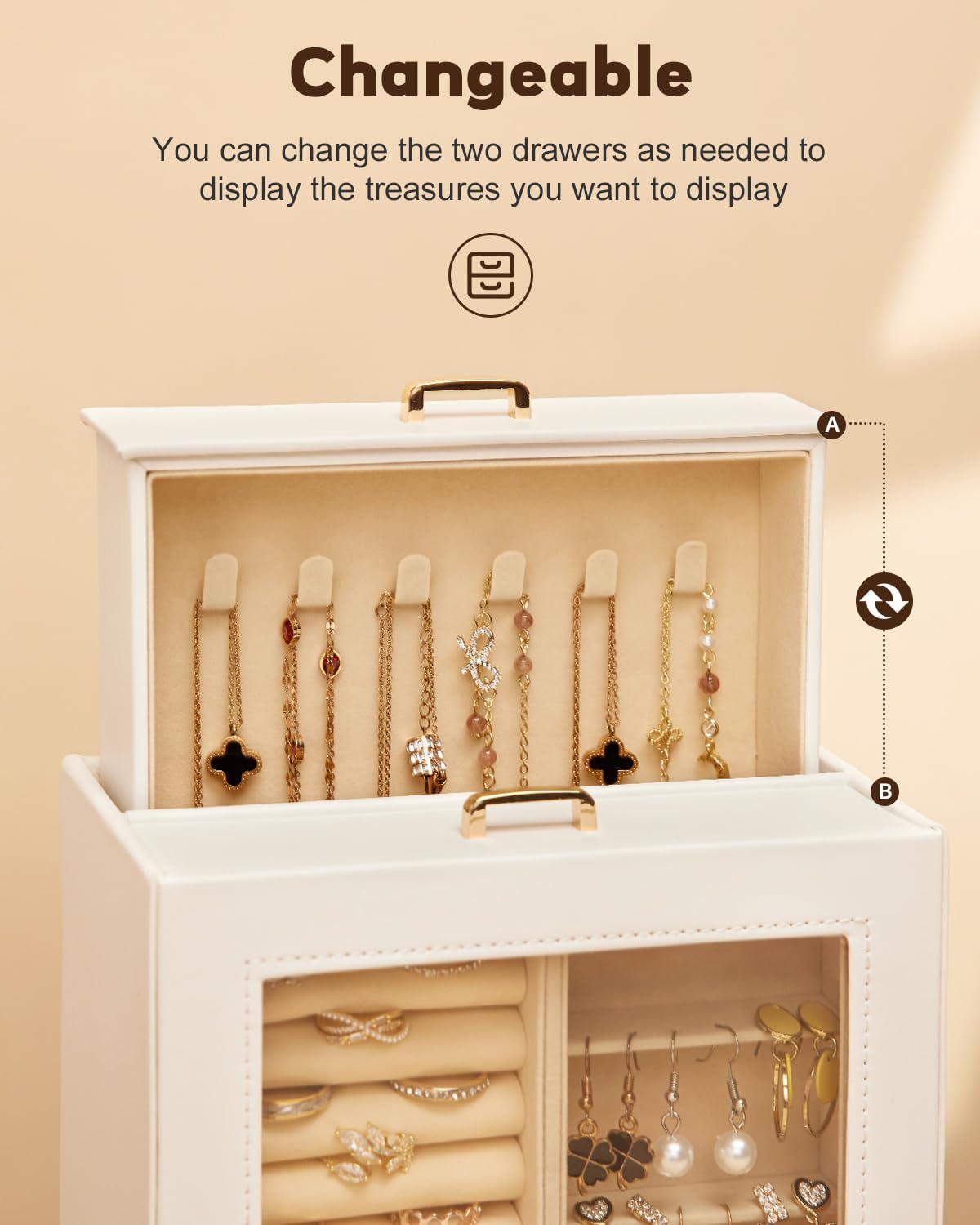 Jewelry Organizer Jewelry Box for Necklaces Rings Earrings Gift Bracelets Storage Case