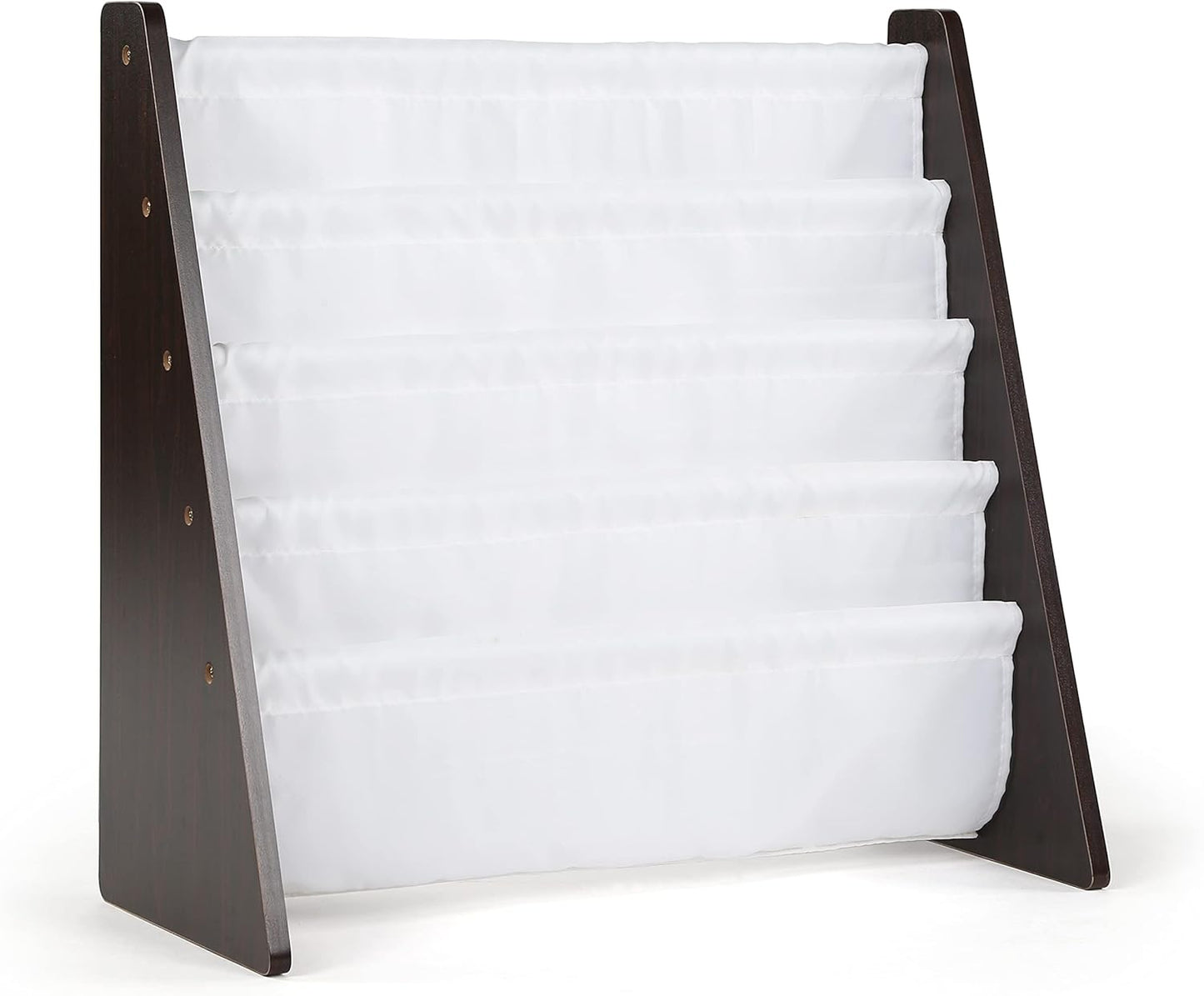 4-Tier  Bookshelf,  Wood/White - Premium Book Shelf   Rooms with Four Deep Pockets