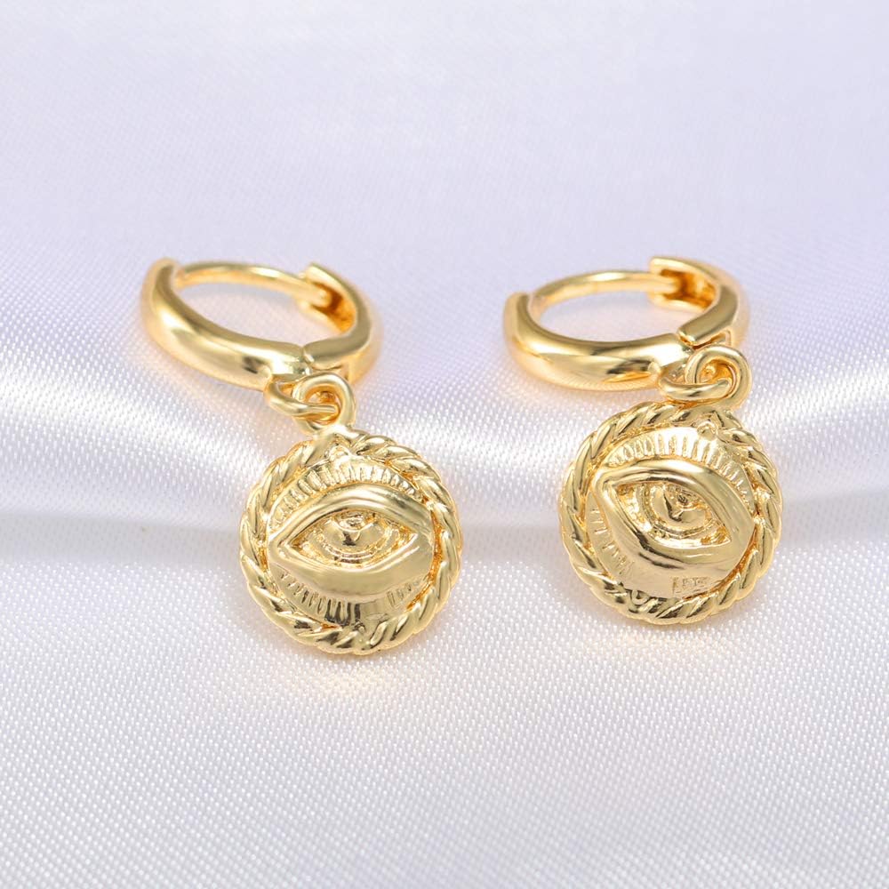 Gold Huggie Small Hoop Earrings with Charm Personalized /Star/Cross/Lock/Key 18k Gold Plated Crystal Drop Dangle Earrings for Women