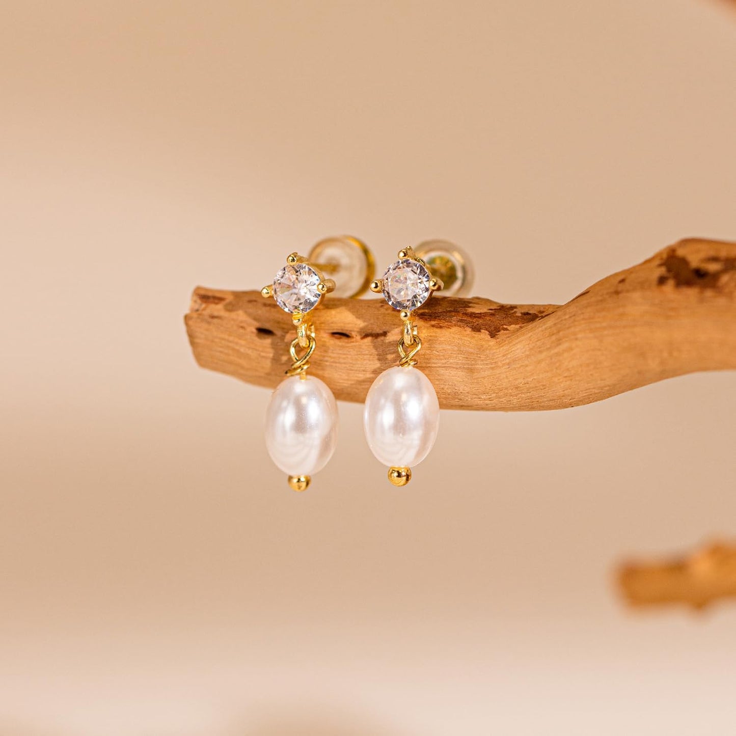 Pearl Earrings: 14k Gold-plated Cubic Zirconia Accented Pearl Drop Dangle Wedding Engagement Earrings For Women Bridal Bridesmaid