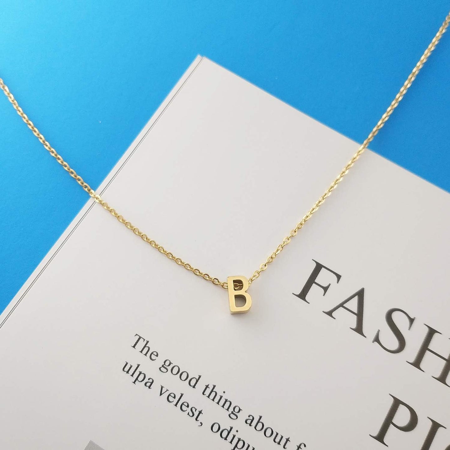 Initial Necklace: 18K Gold Plated Personalized Tiny Letter Name Pendant for Women