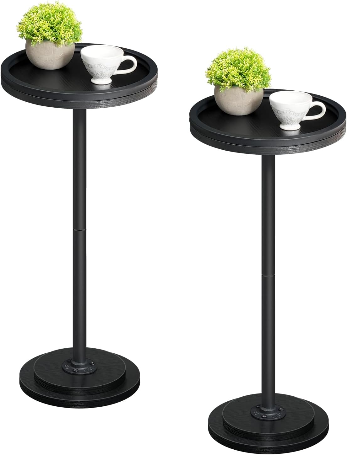 Small Side Tables, Set of 2, Round Coffee Drink Martini Tables with Pedestal for Small Spaces in Living Room