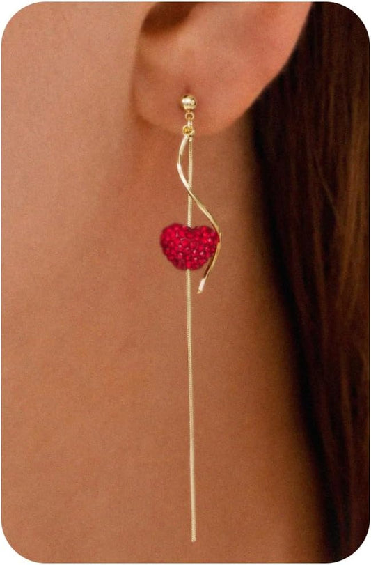 Dangle Earrings for Women- 14K Gold Plated Butterfly Heart Star Hoop Chain Tassel Design Long Dangle Earrings