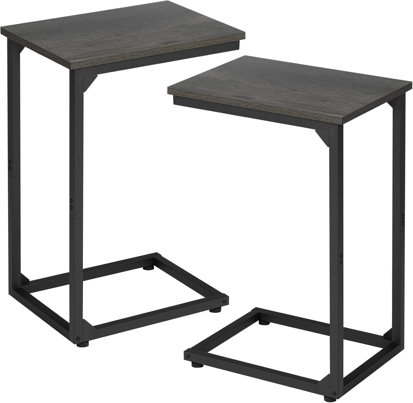 C Shaped coffeeTable, End Tables Living Room Set of 2, Slide Under Couch Table for Sofa, Small Space