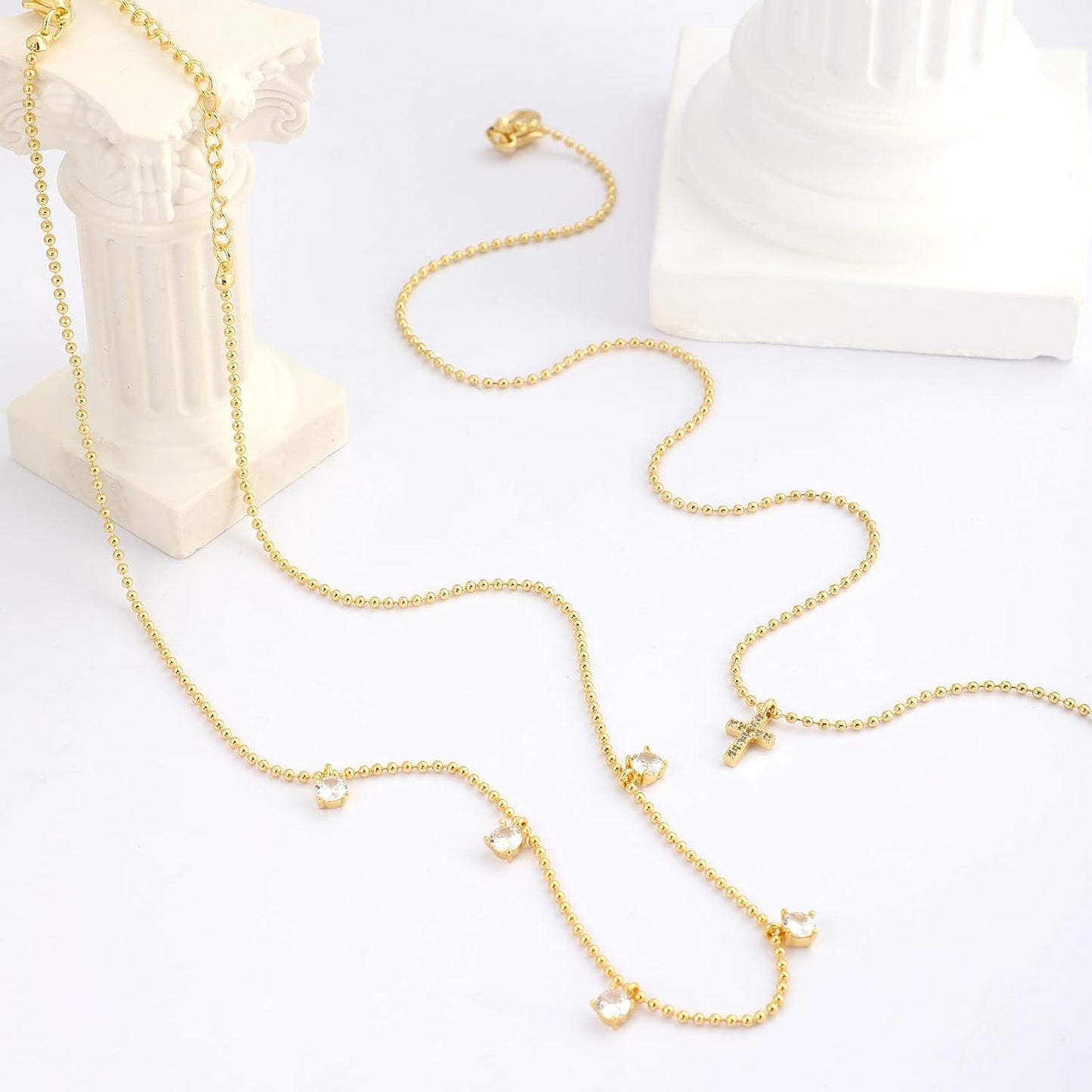 Dainty Cross Pendant Necklace, 14K Gold Silver Plated Small Religious Charm Choker, Baptism Easter Faith Jewelry Gift for Women
