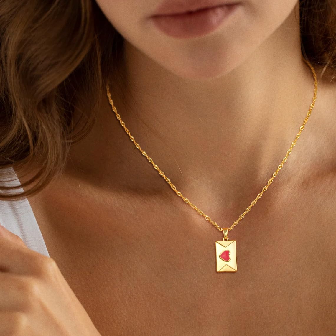 Delicate Heart Pendant Necklace, 14K Gold Plated Dainty Chain, Gift for Women