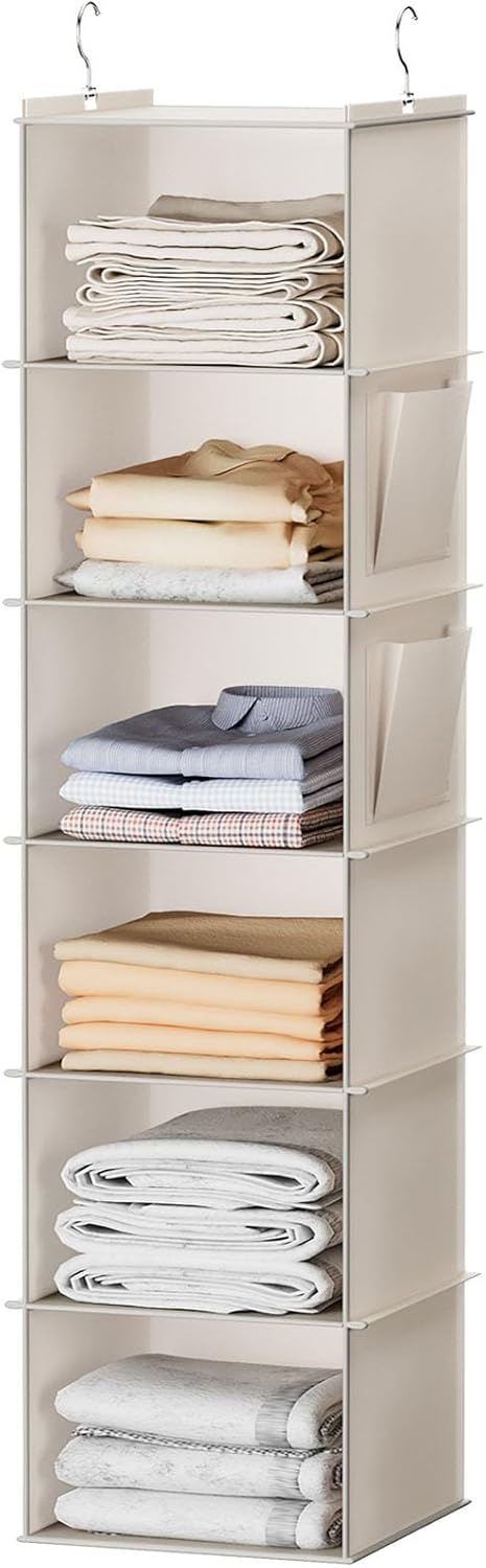 Hanging Closet Organizer and Storage, 6-Shelf Closet Hanging Storage Shelves