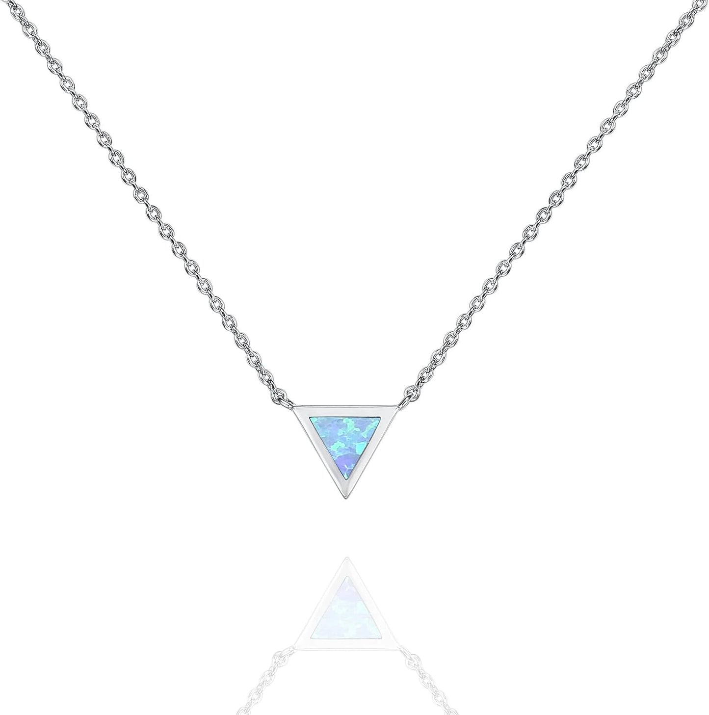 14K Gold Plated Opal Pendant Necklaces for Women | Created Opal Cubic Zirconia Dainty Necklace | Butterfly Round Triangle Antler Bar Pendants