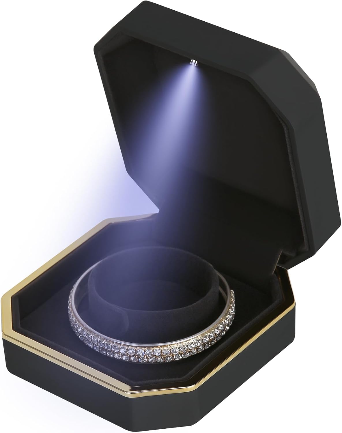with LED Light, Small Jewelry Box for Wedding, Engagement, Proposal, Birthday and Anniversary