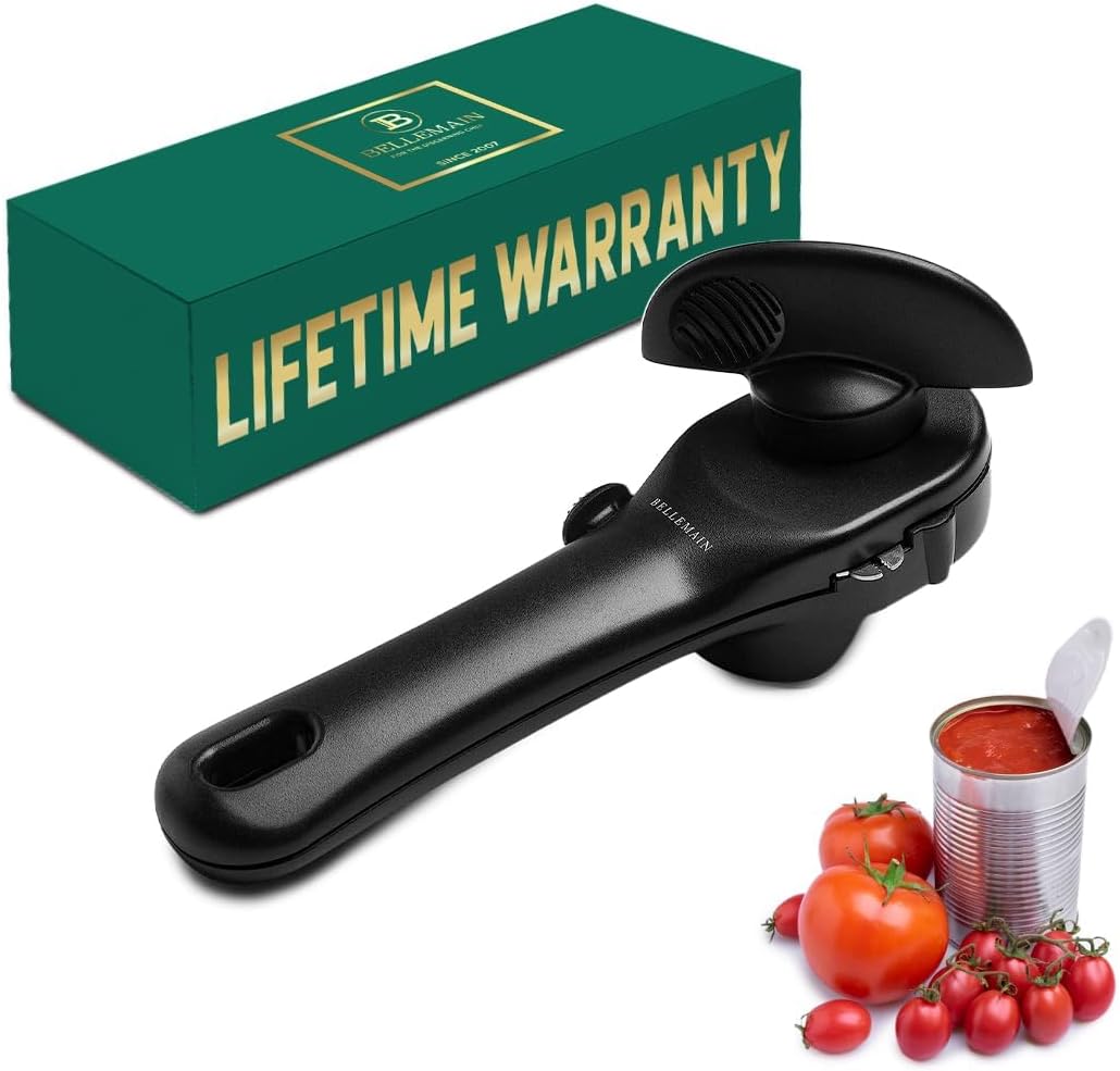 Manual Can Opener, Stainless Steel for Seniors with Ergonomic Grip & Smooth Edge